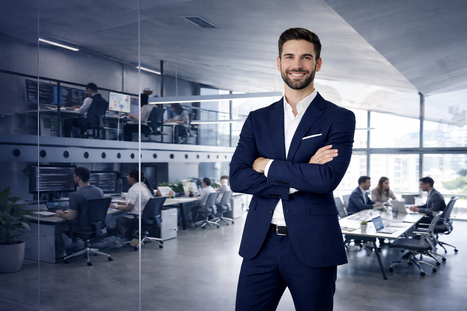 Arte conceptual futurista que representa innovación con propósito, inteligencia digital y tecnología estratégica.